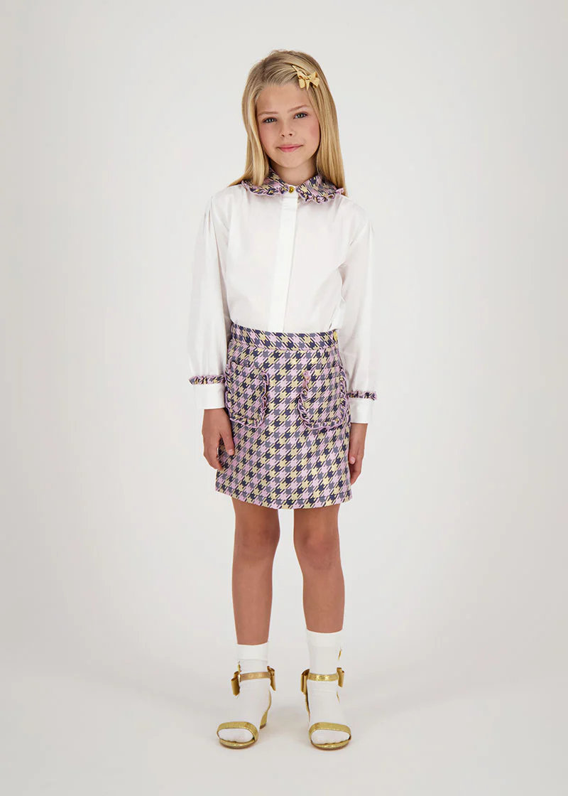 Aleta Houndstooth Skirt Lilac - Image 2