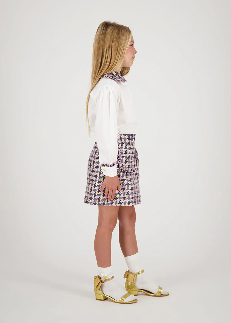 Aleta Houndstooth Skirt Lilac - Image 3