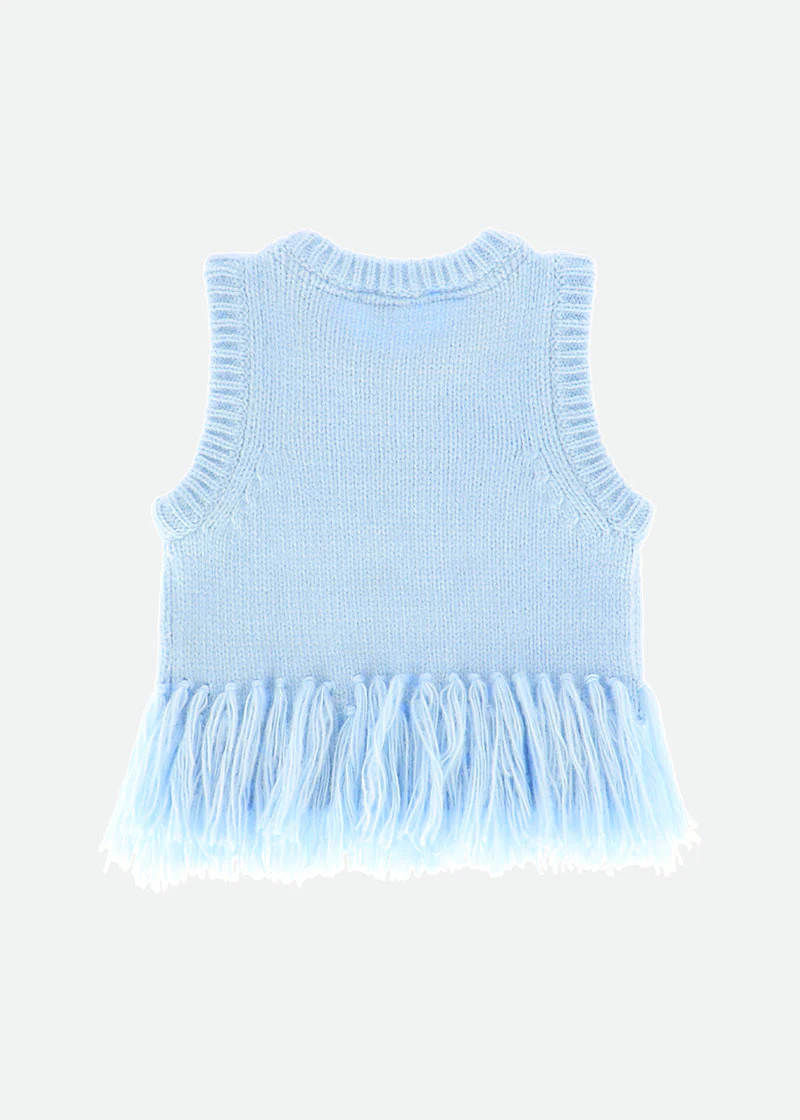 Ava Tank Top With Fringe Blue - Image 5