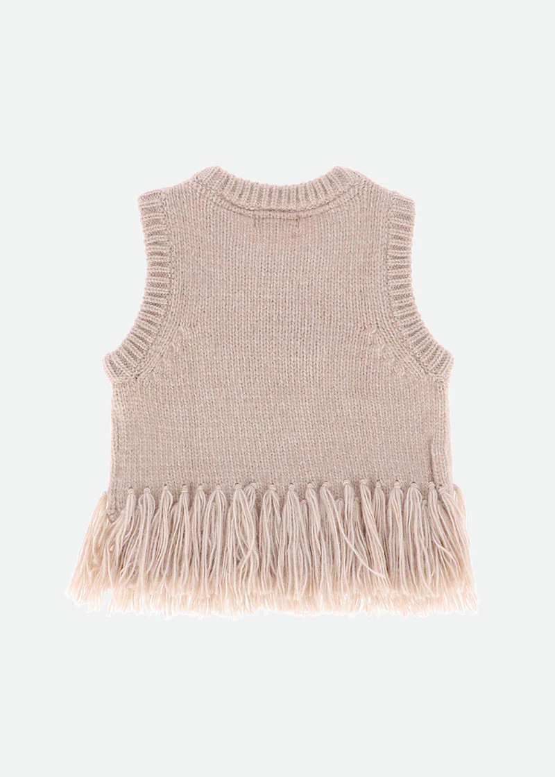 Ava Tank Top With Fringe Sand - Image 4