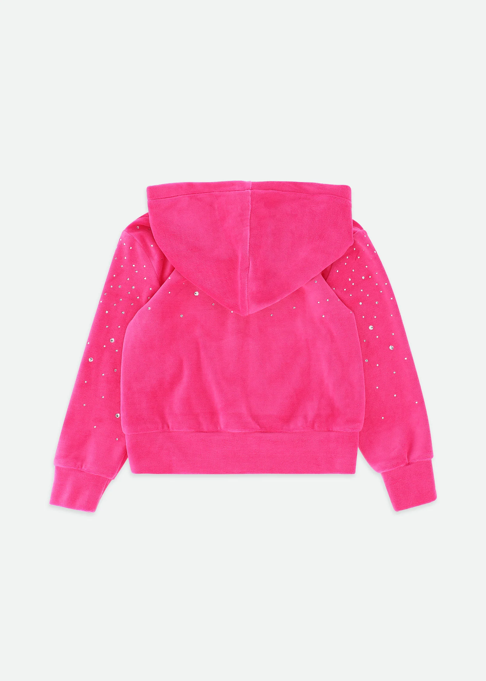 Bijou Crystal Velour Hoodie Hot Pink - Image 5