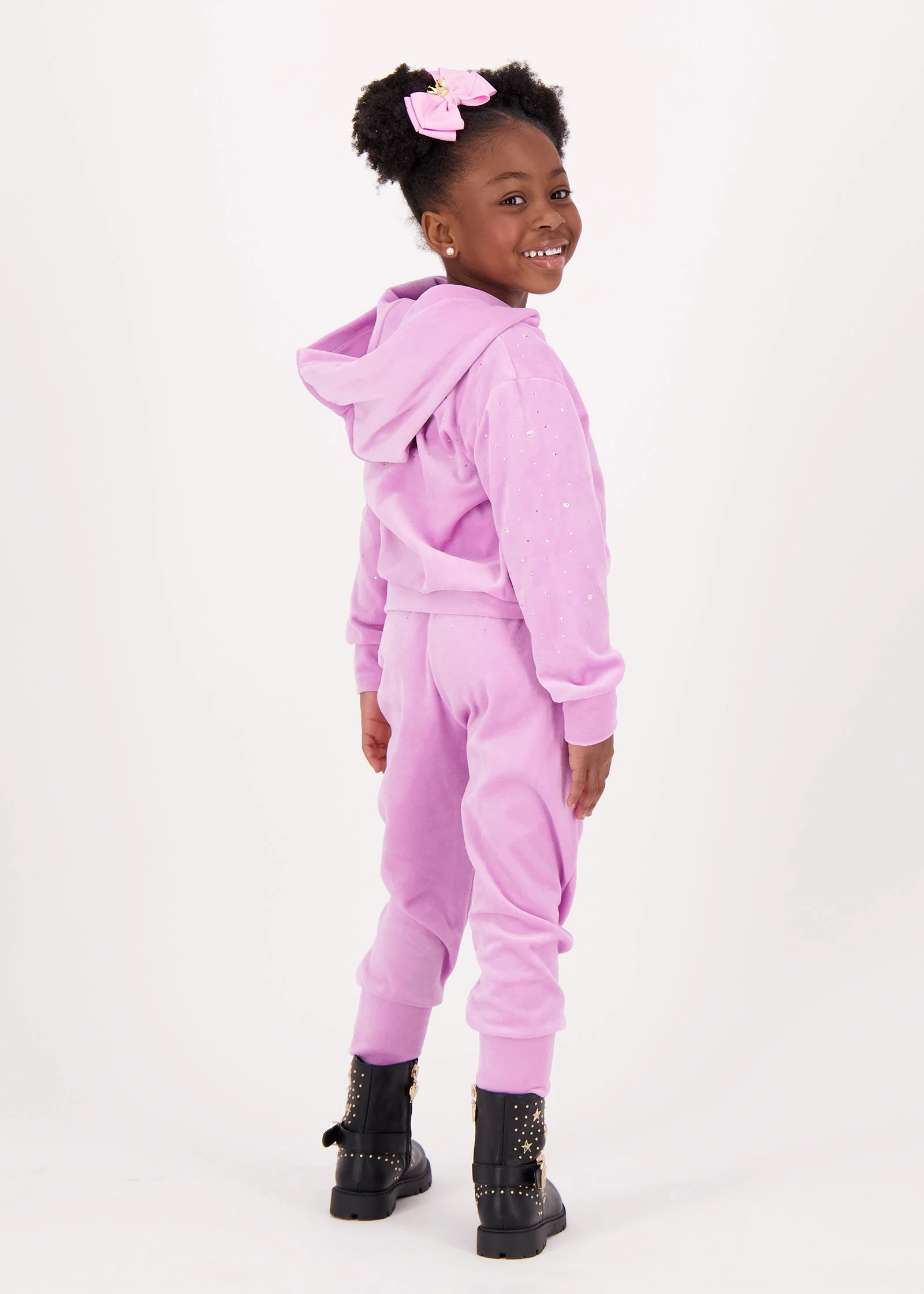 Bijou Crystal Velour Hoodie Orchid Pink - Image 4