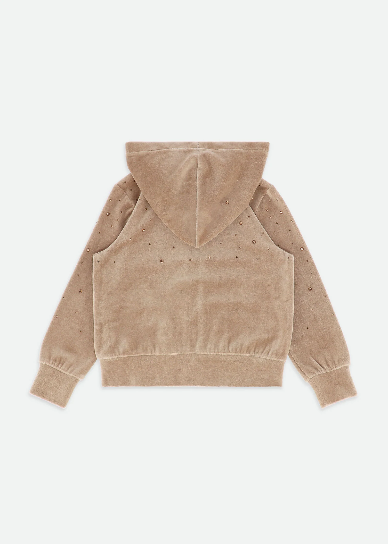 Bijou Crystal Velour Hoodie Sand - Image 7