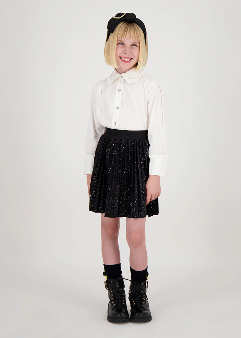 Bronte Pleated Velveteen Skirt Black - Image 3
