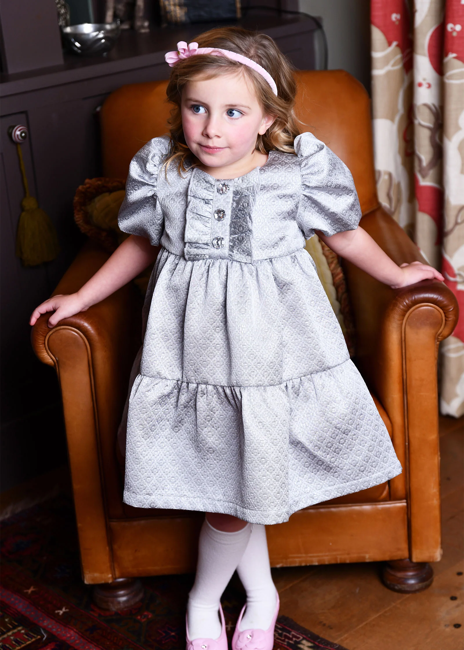 Charmaine Jacquard Dress Platinum - Image 3
