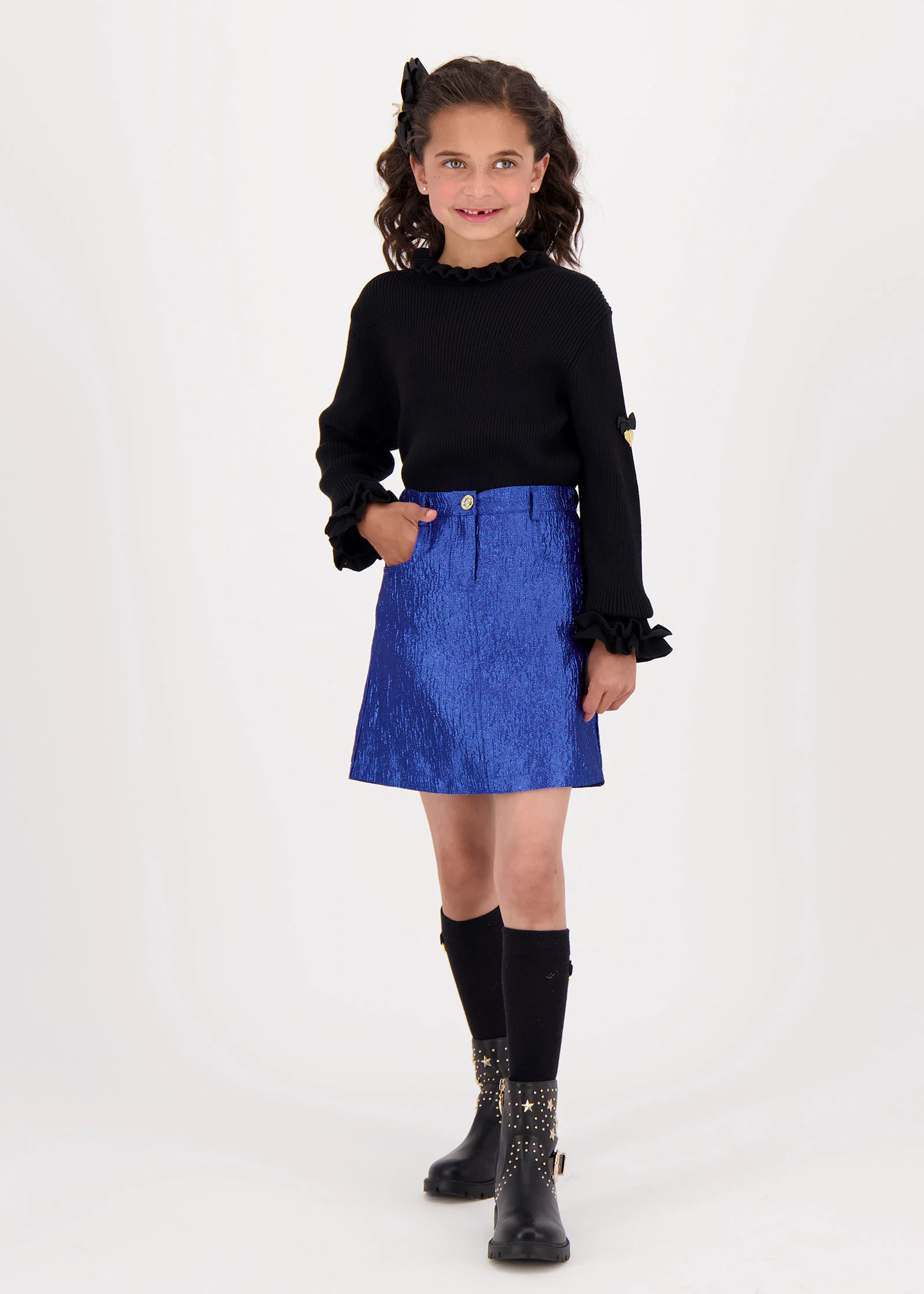 Diana Metallic Skirt Electric Blue - Image 2