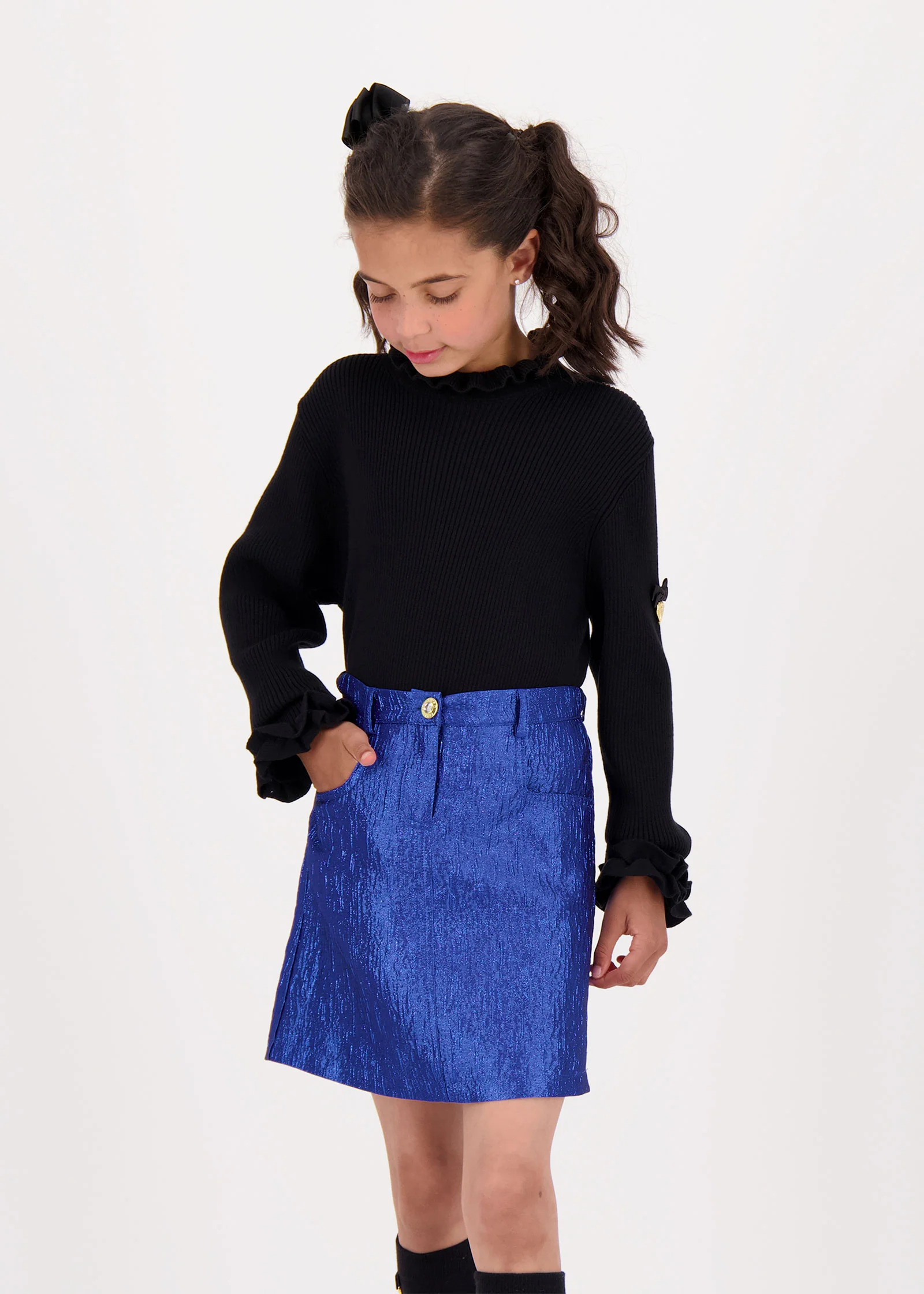 Diana Metallic Skirt Electric Blue - Image 3