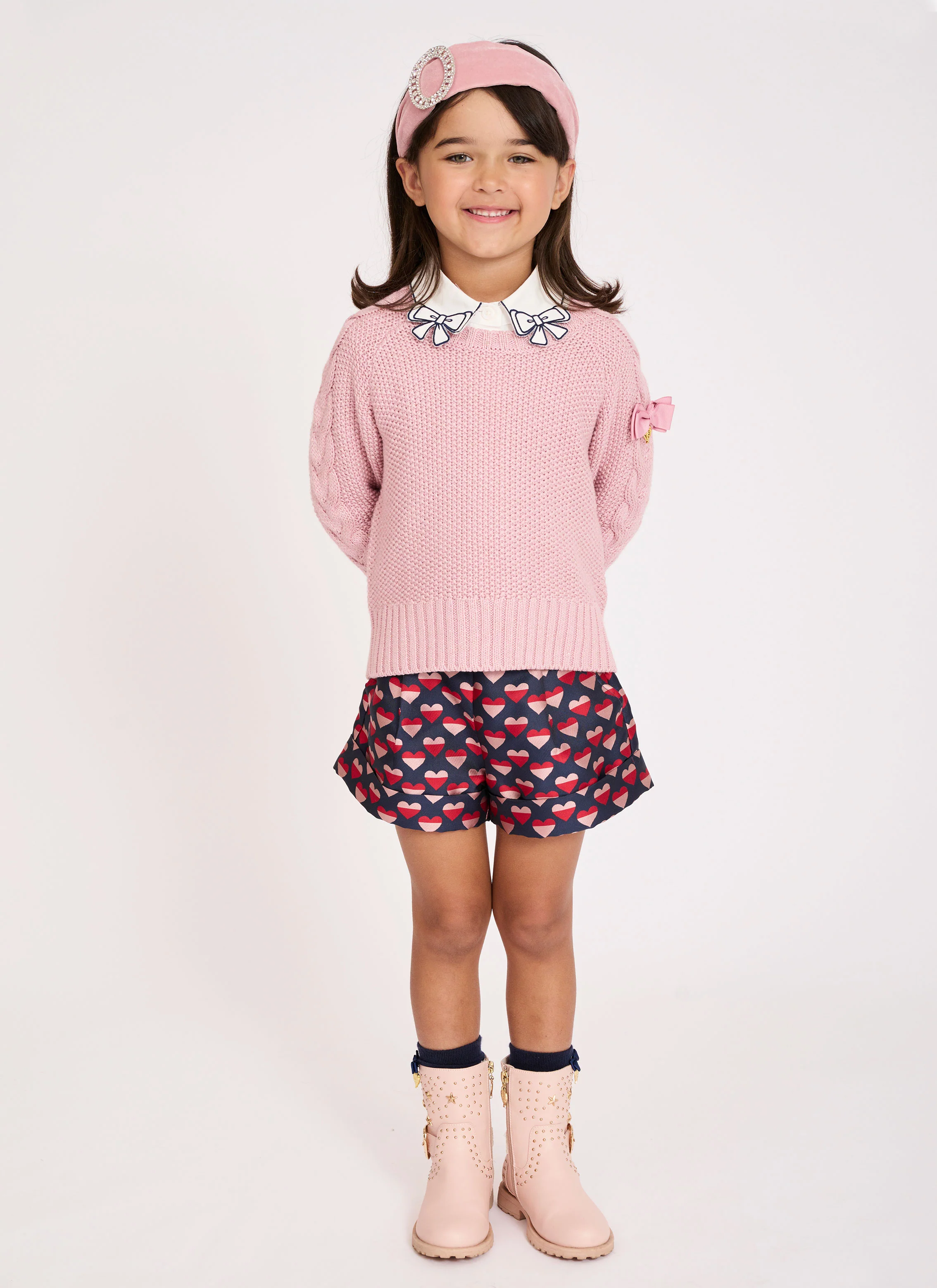 Ella Shorts Navy With Multi Hearts - Image 2