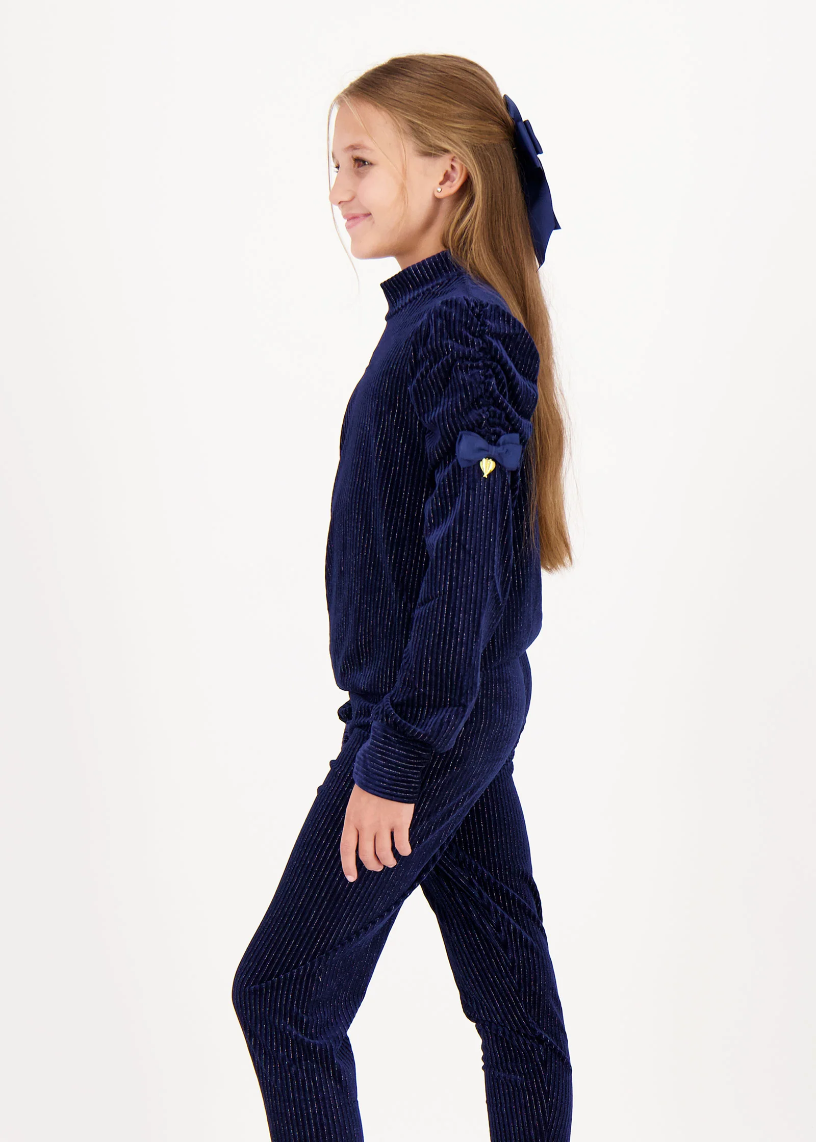 Finella Velveteen Top & Legging Set Navy - Image 3