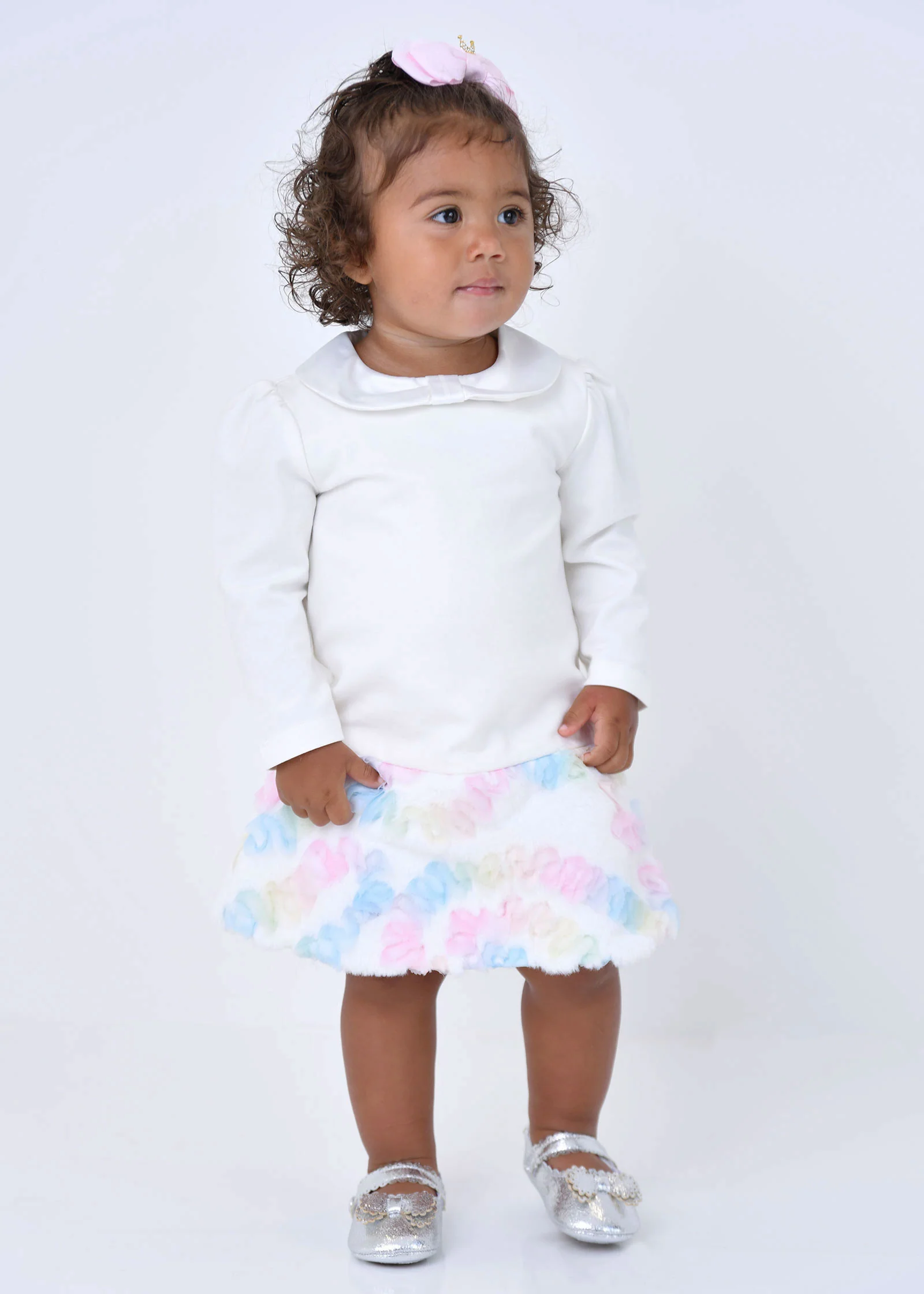 Frances Baby Pastel Fur Trim Dress Snowdrop - Image 4