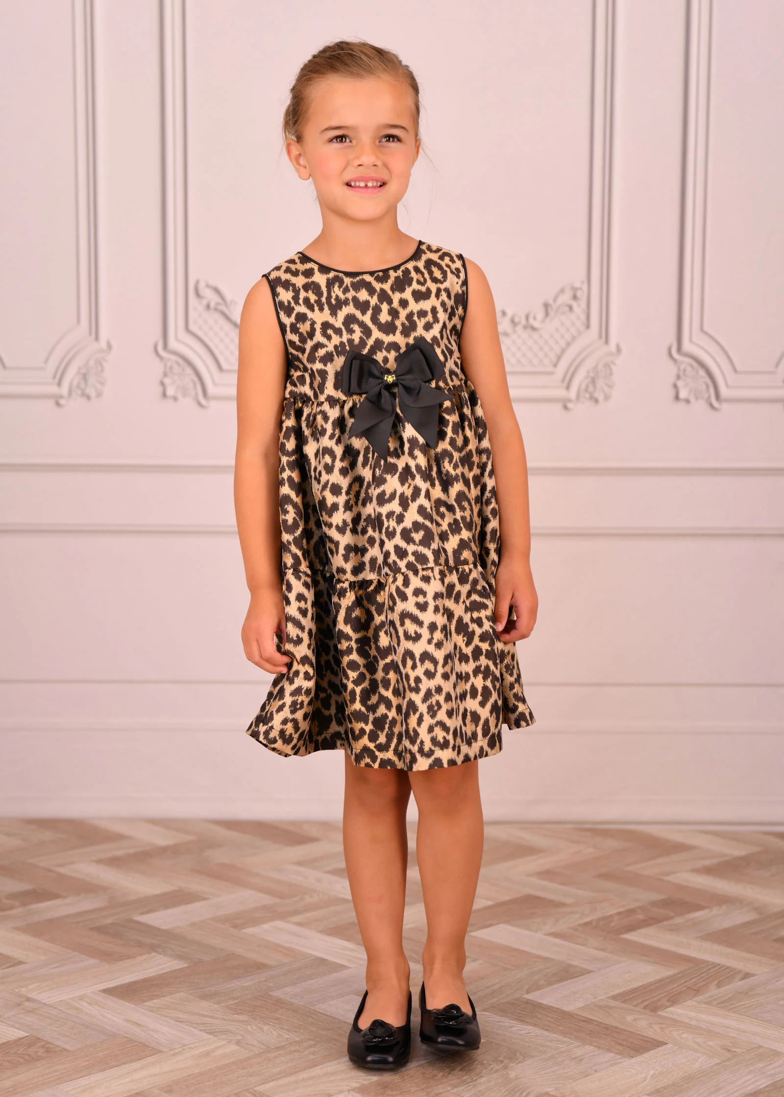 Georgie Leopard Tiered Dress Black - Image 4