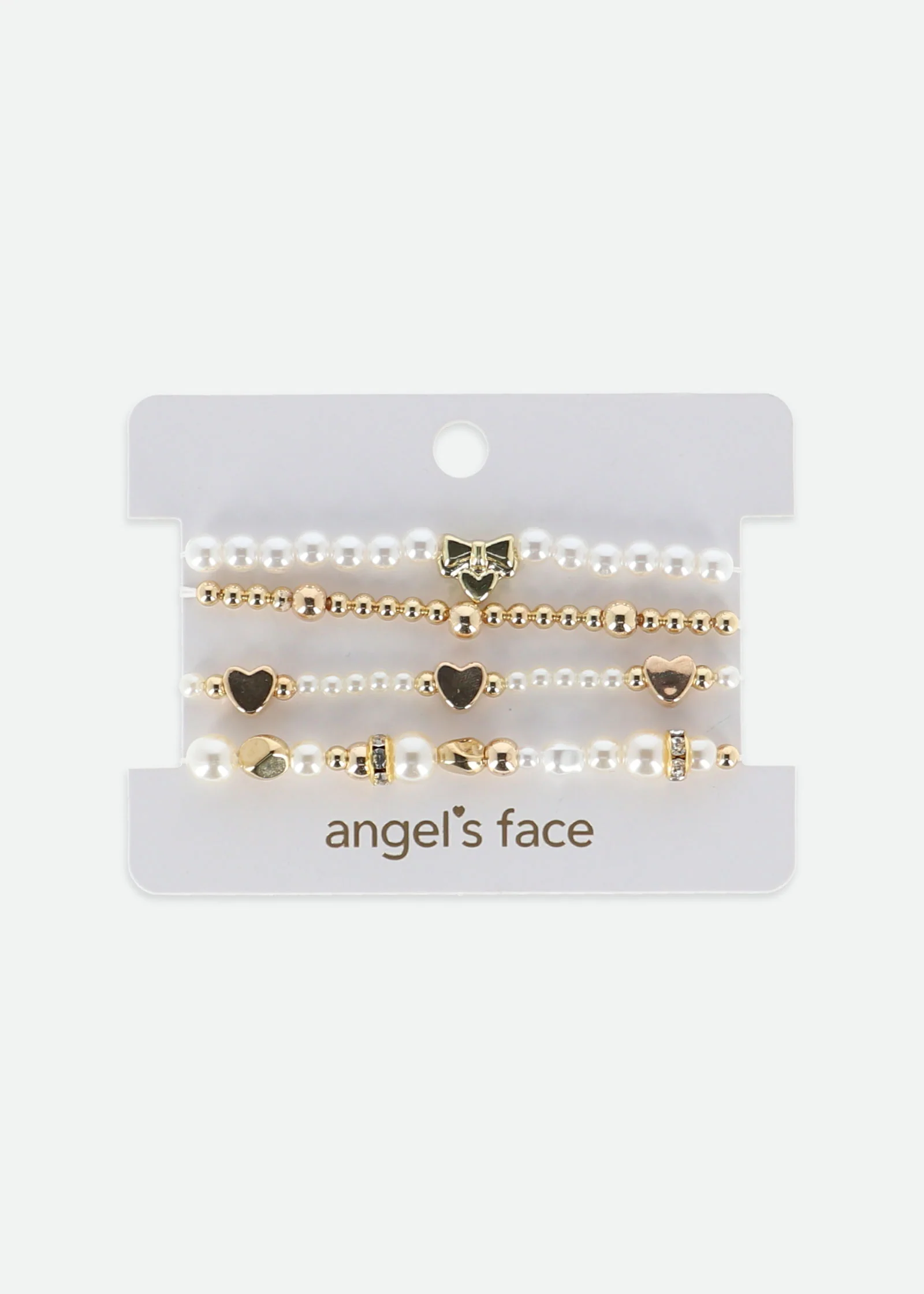 Heart and Pearl Bracelet Set Snowdrop/Gold - Image 3