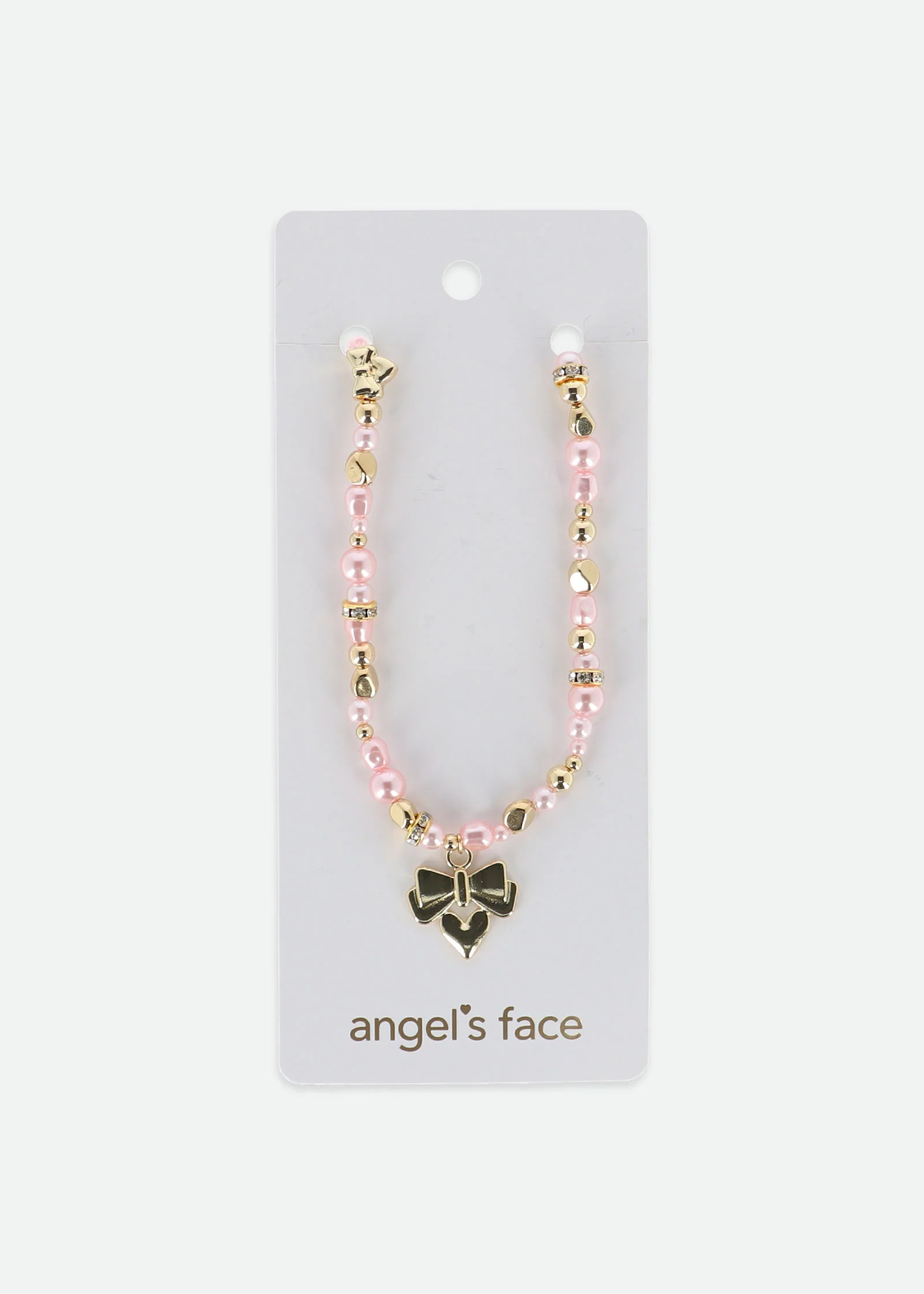 Heart and Pearl Necklace Pink/Gold - Image 3