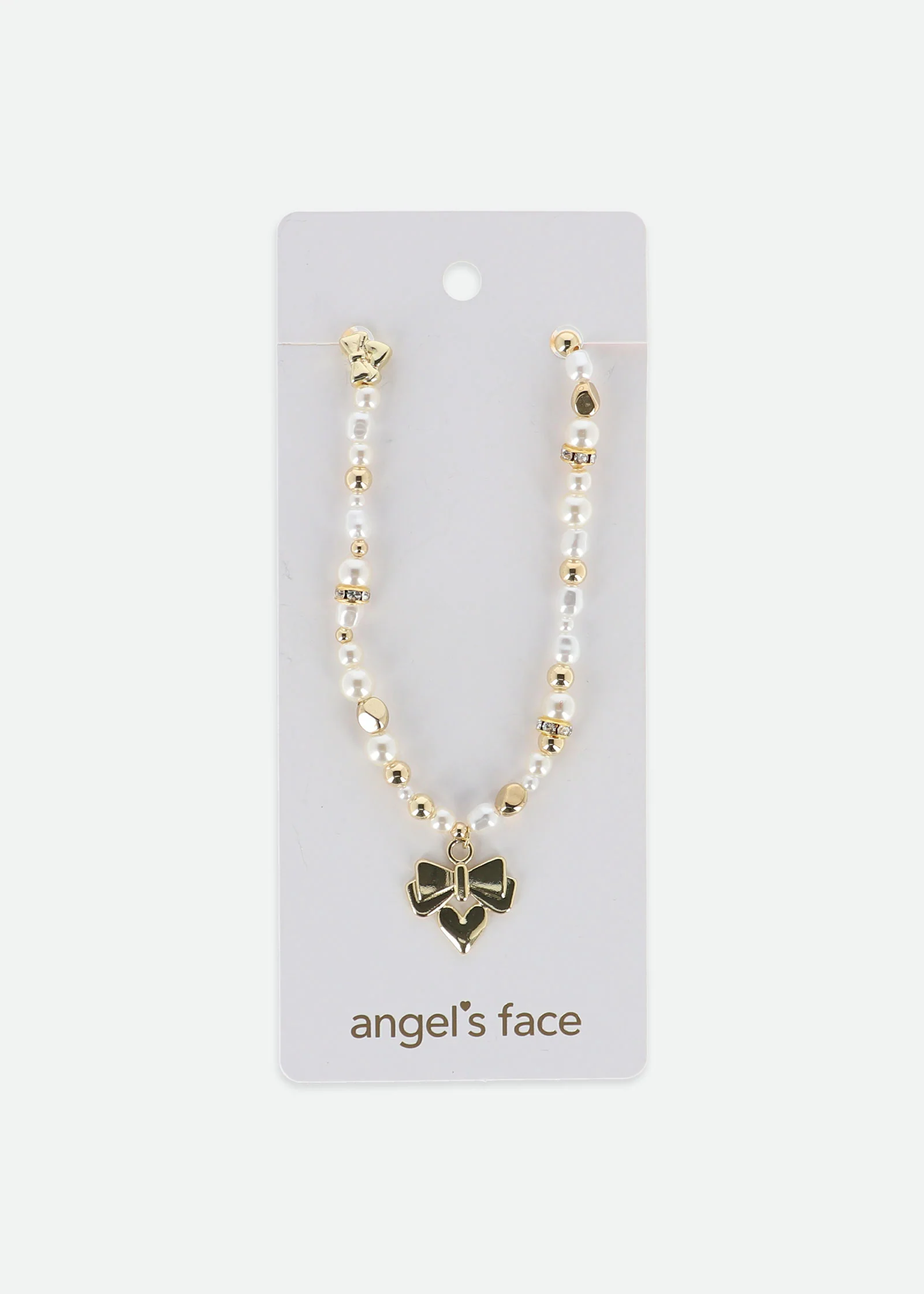Heart and Pearl Necklace Snowdrop/Gold - Image 3