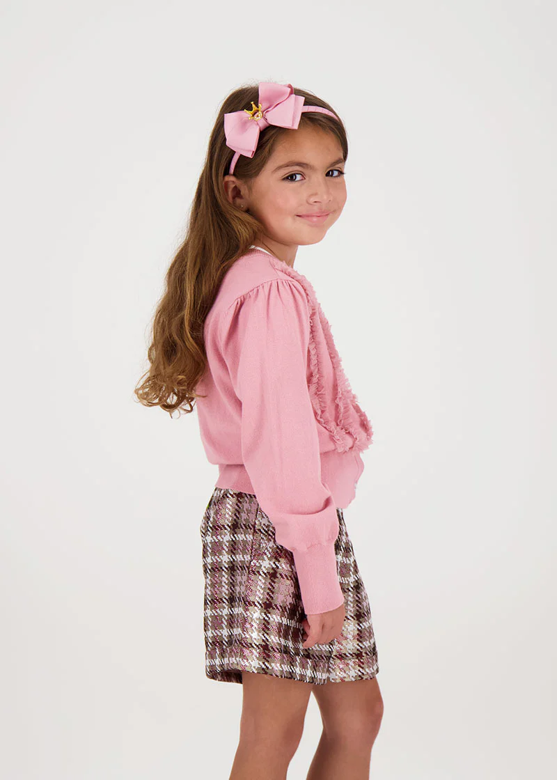 Izzy Tulle Ruffle Cardigan Tea Rose - Image 3