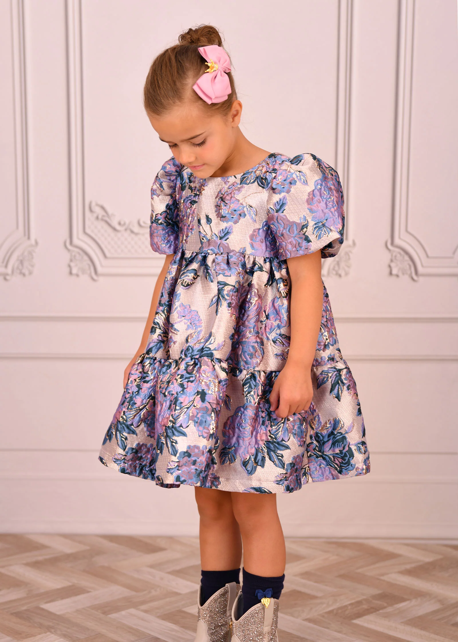 Jordan Flower Jacquard Dress Lilac Rose - Image 3