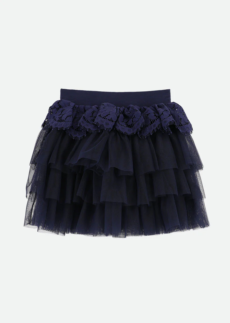 Kamma Lace Trim Skirt Navy - Image 5