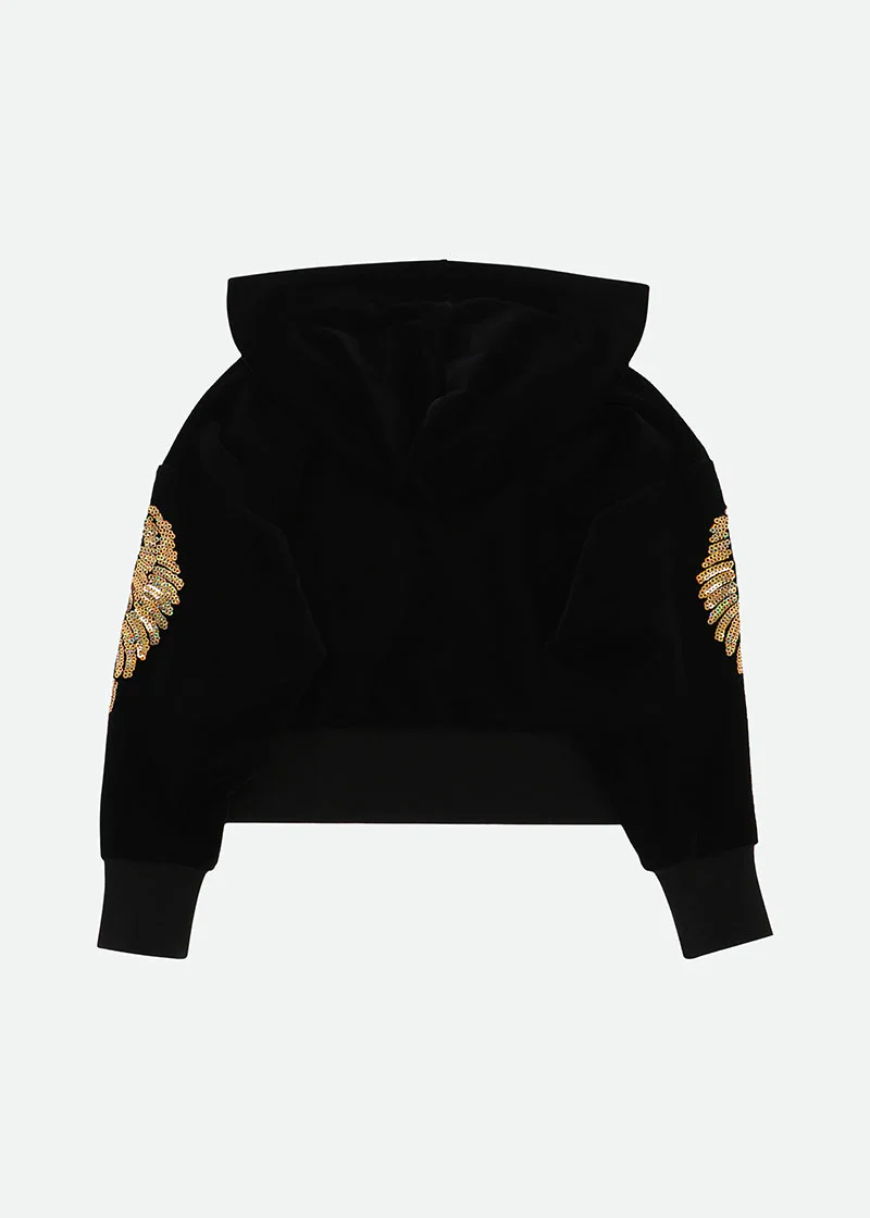 Katia Velour Hoodie Black - Image 5