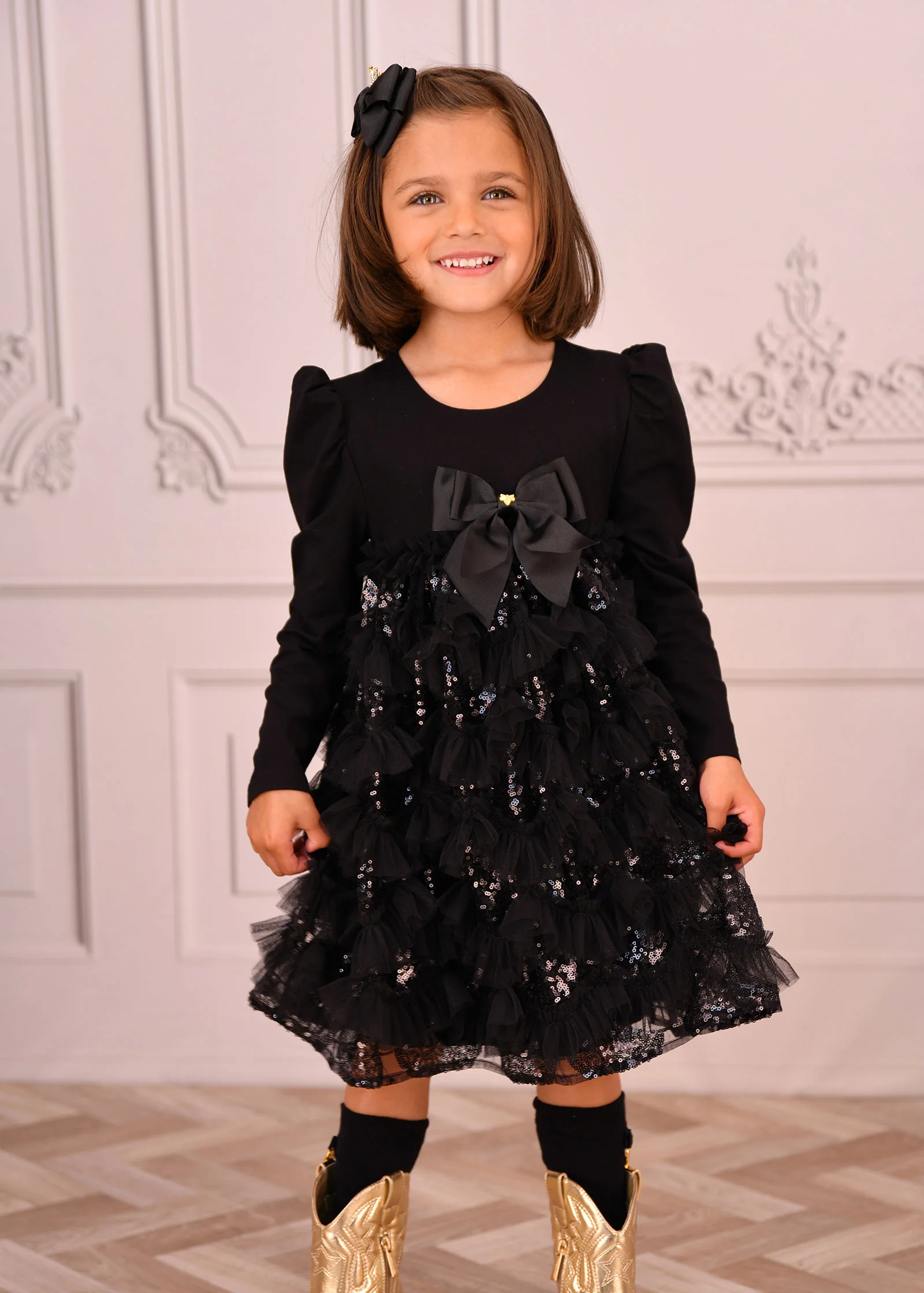 Lively Sequin Tulle Dress Black - Image 4