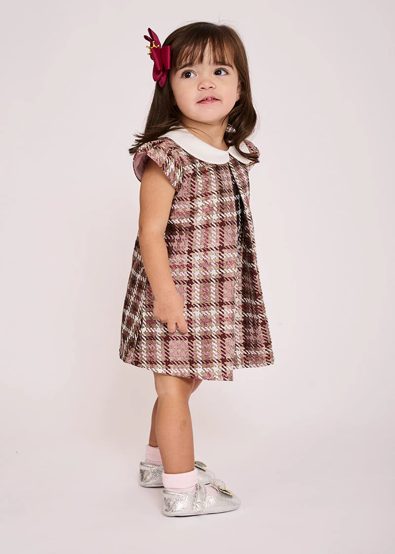 Nora Check Baby Dress Mink - Image 3