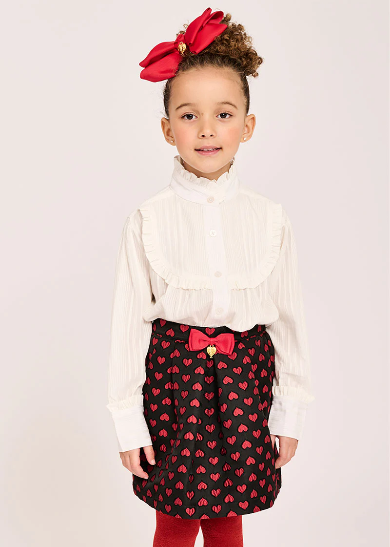 Oksana Skirt Black With Red Hearts - Image 2