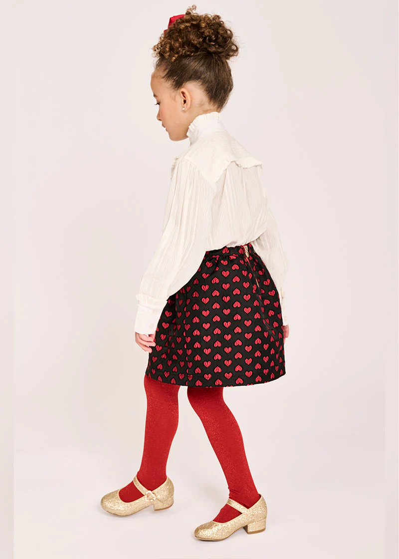Oksana Skirt Black With Red Hearts - Image 3