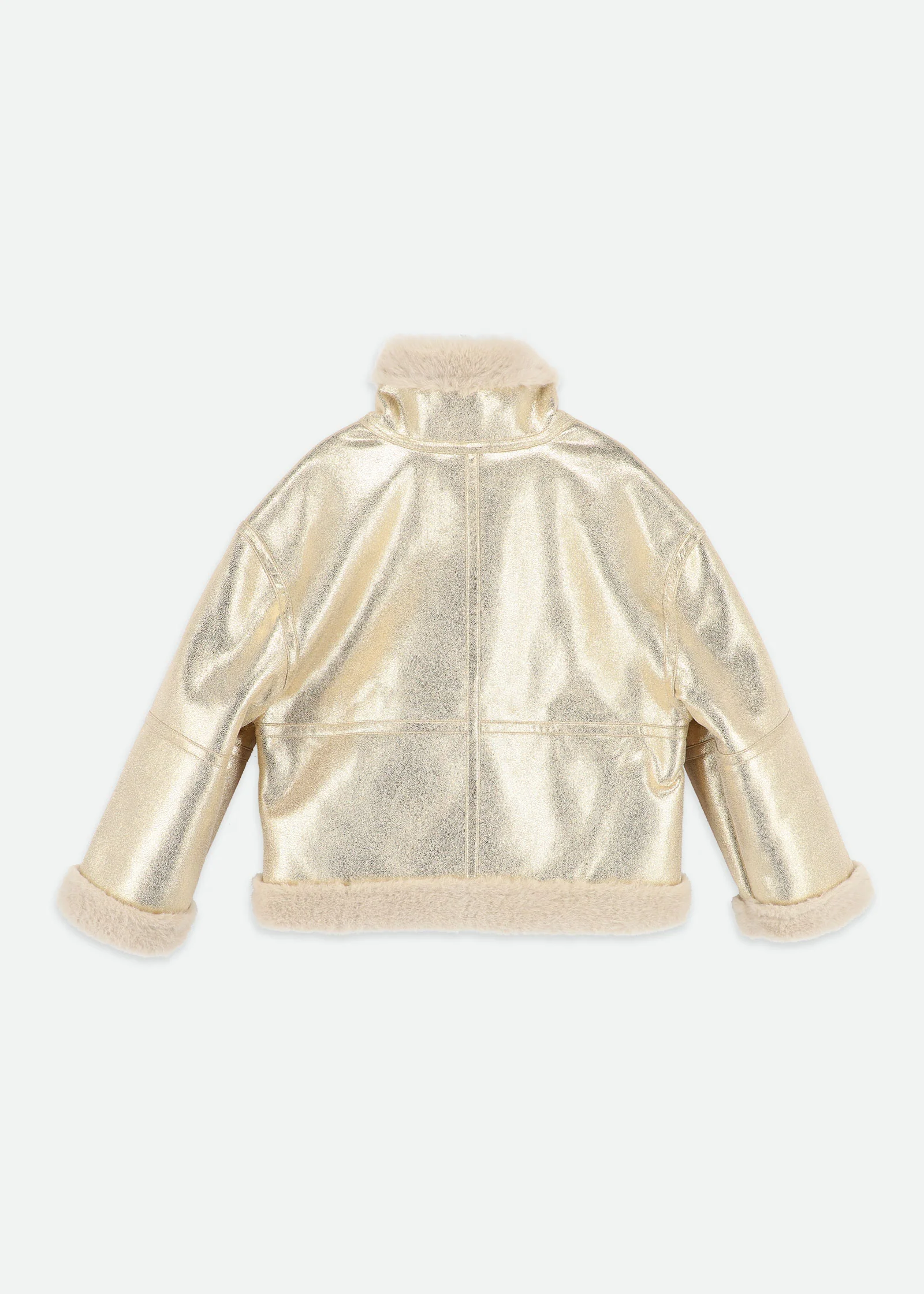 Petra Metallic Fur Jacket Gold - Image 6