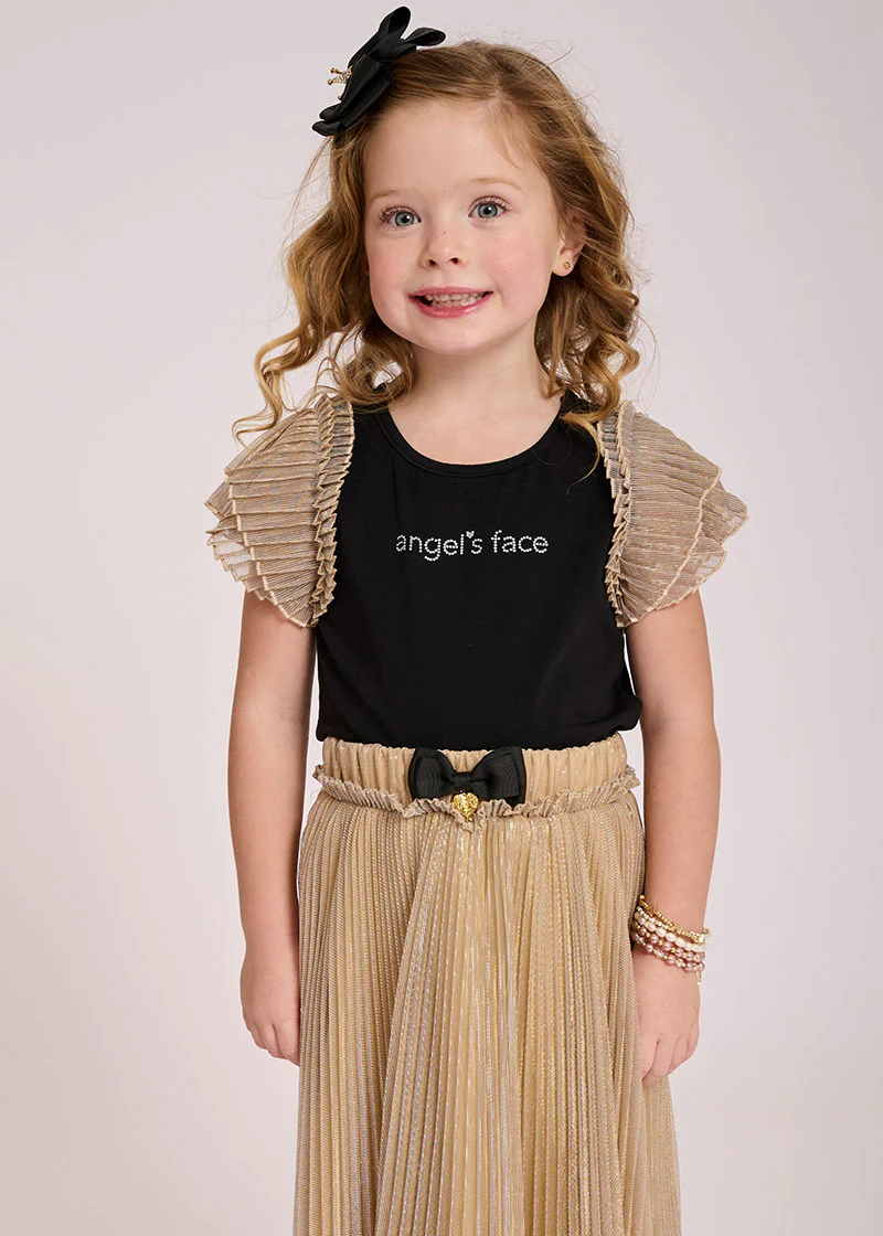 Piper Pleated Sleeve Top Black - Image 4