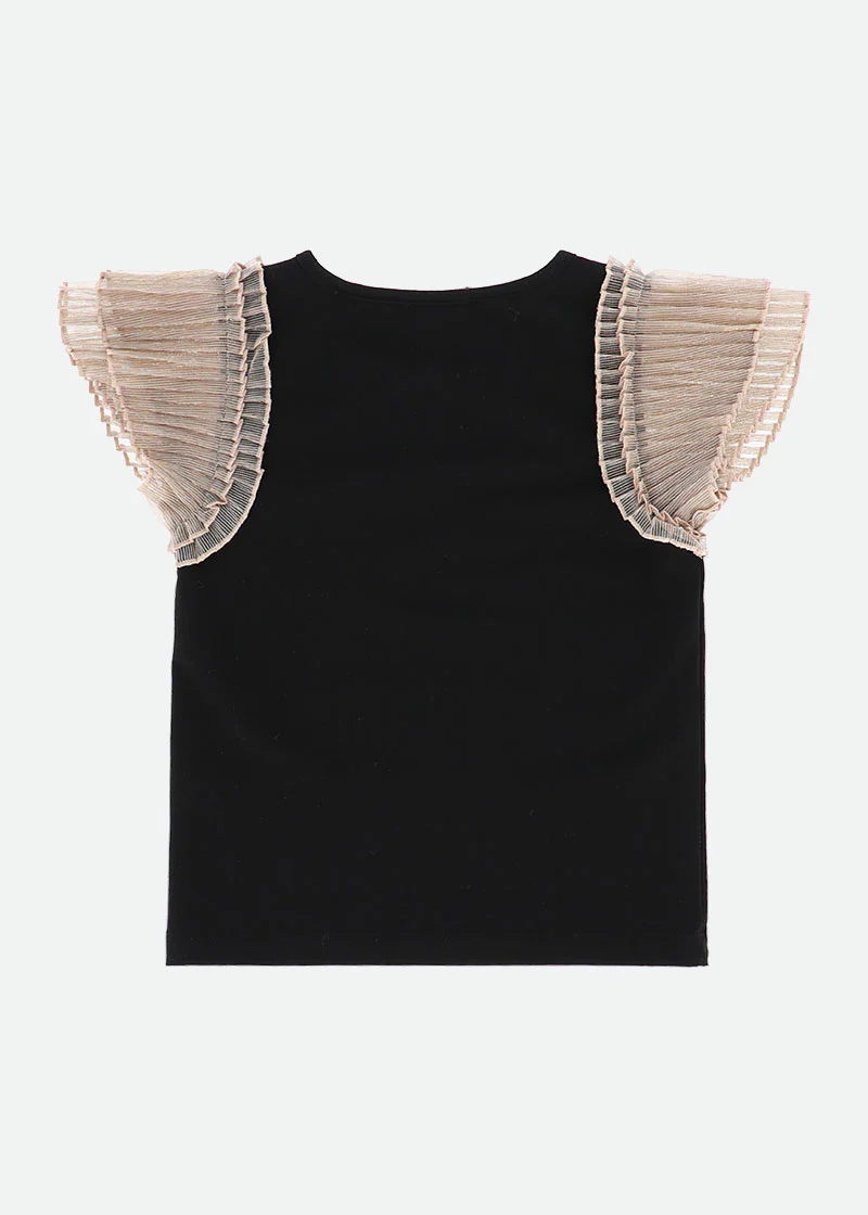 Piper Pleated Sleeve Top Black - Image 6
