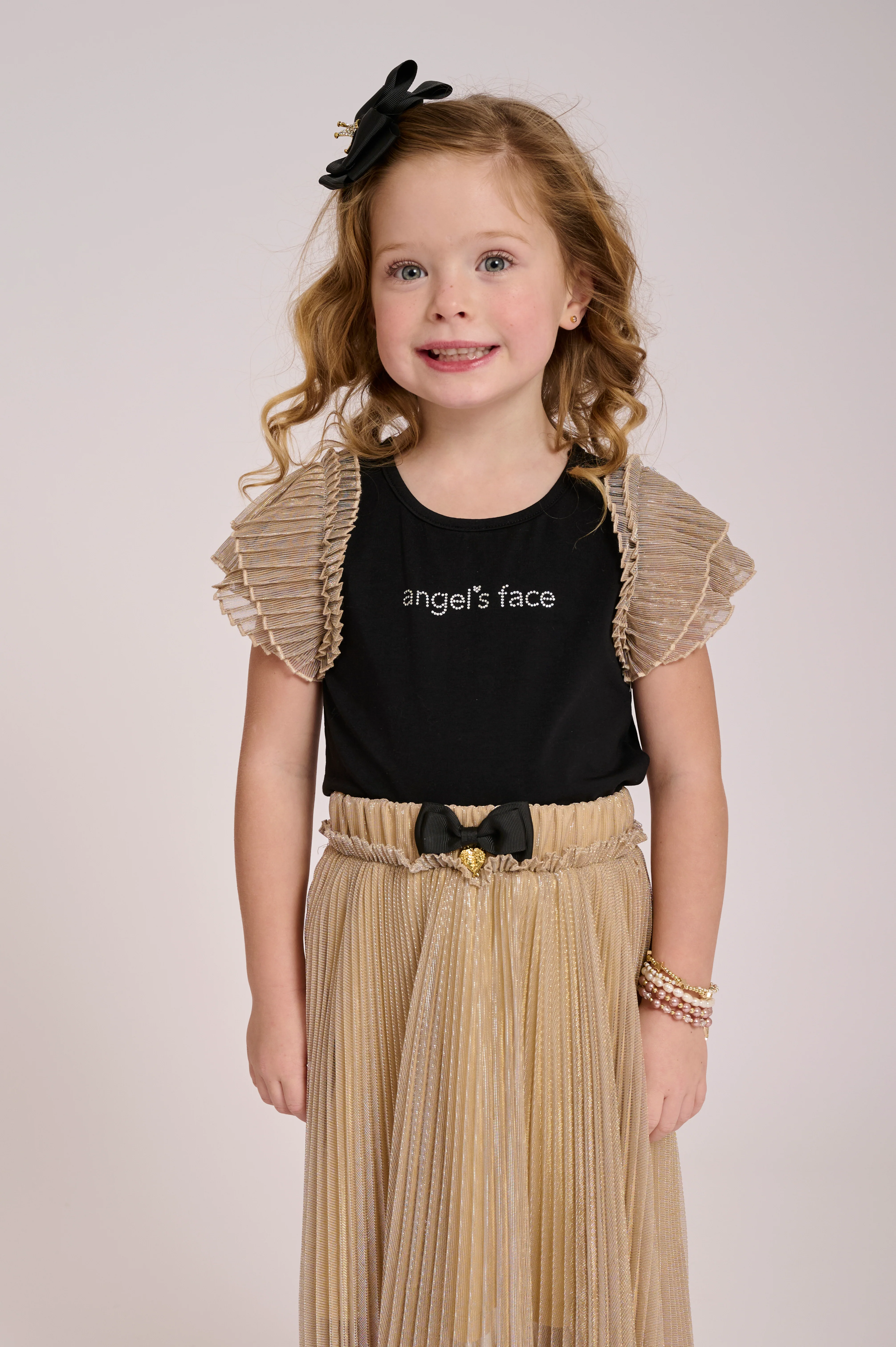 Priya Pleated Metallic Skirt Gold - Image 4