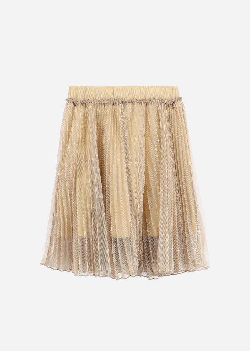 Priya Pleated Metallic Skirt Gold - Image 5
