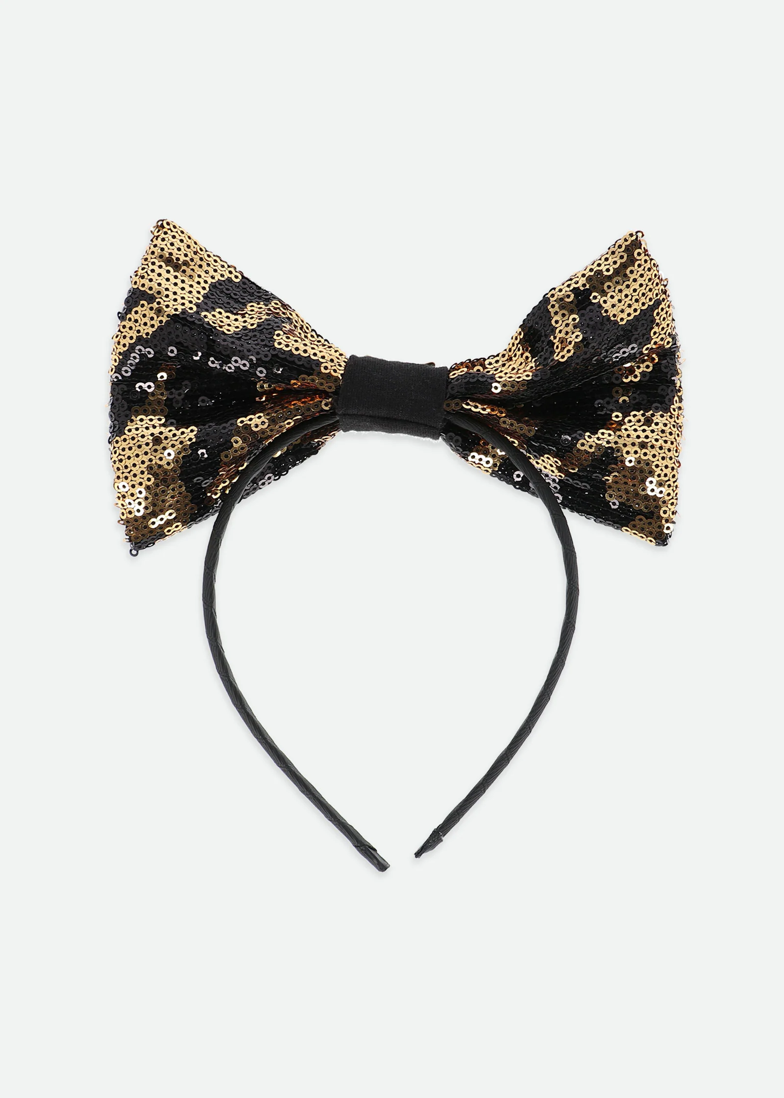 Queenie Houndstooth Sequin Aliceband Black/Gold - Image 3