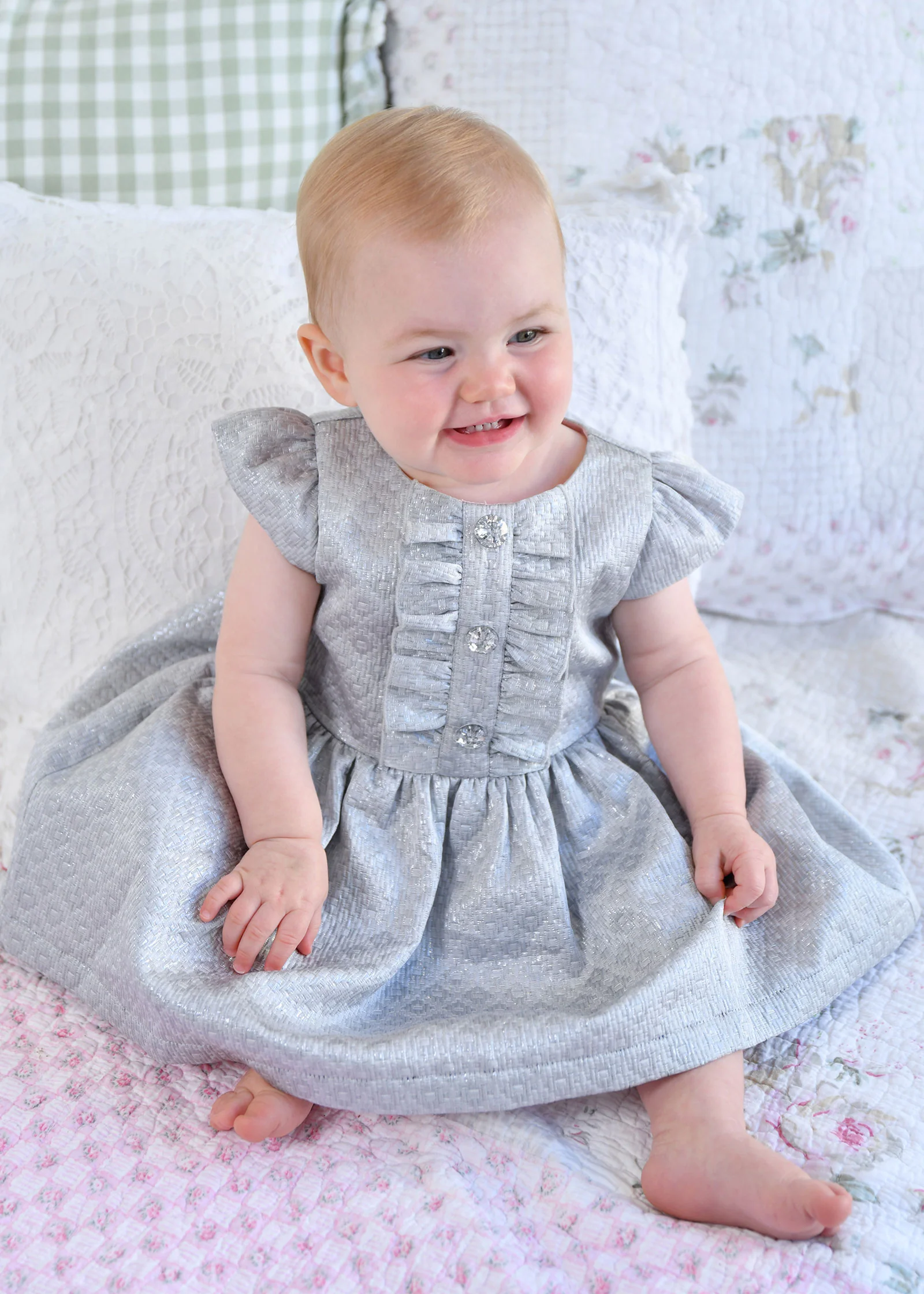 Rhiannon Baby Jacquard Dress Platinum - Image 3