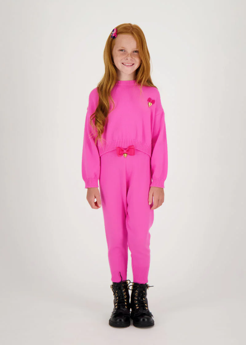 Roberta Cropped Jumper with Wings Hot Pink - Image 3