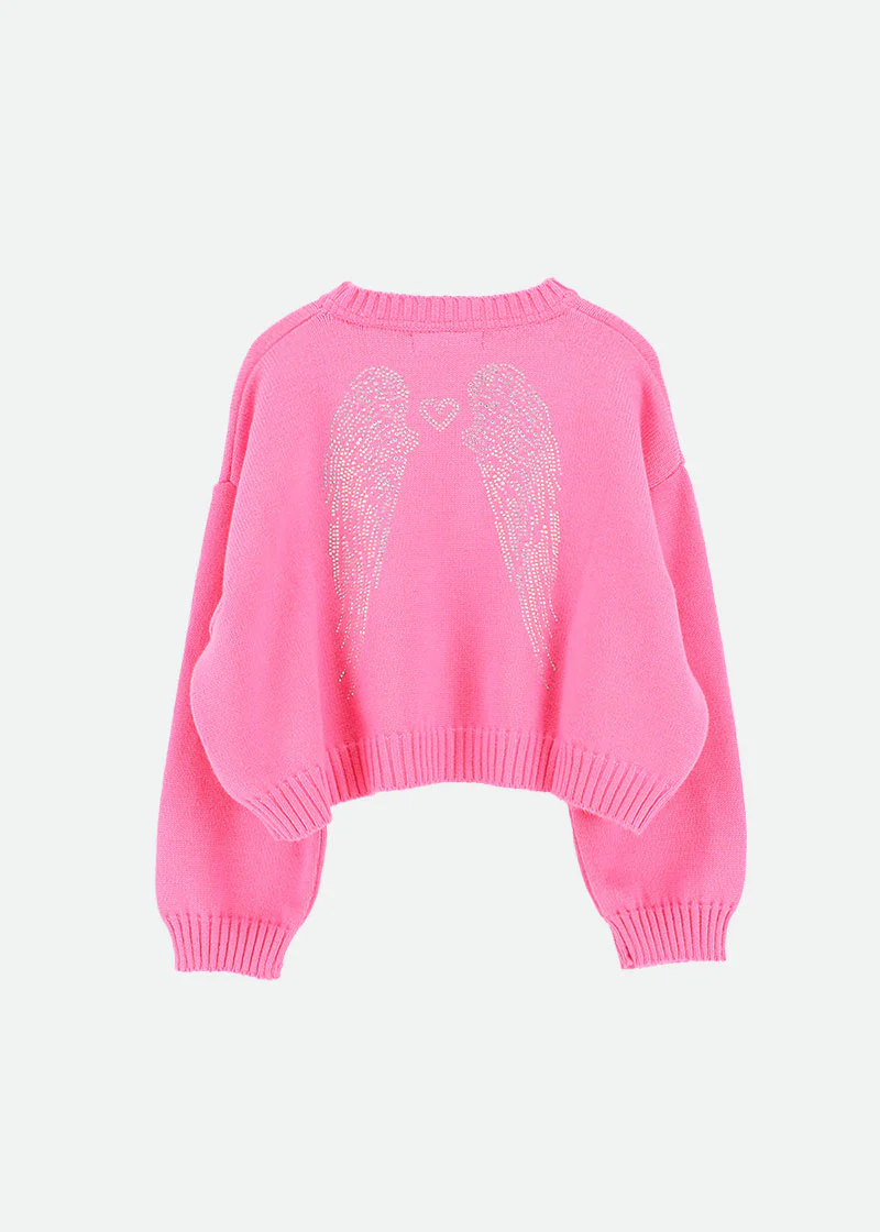 Roberta Cropped Jumper with Wings Hot Pink - Image 5