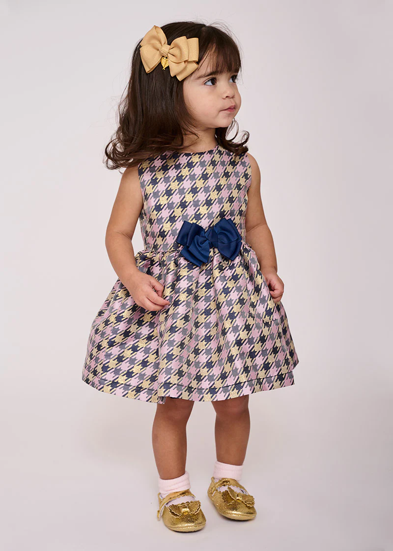 Ruby Houndstooth Baby Dress Lilac - Image 3
