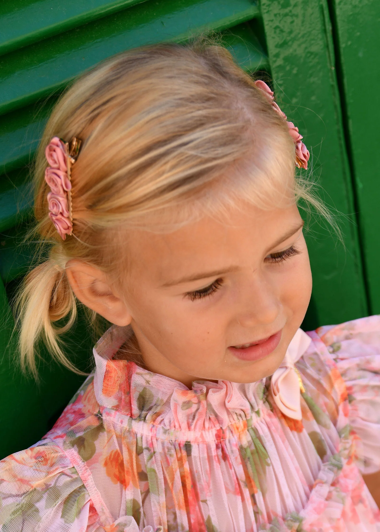 Satin Roses Hair Clip Tea Rose - Image 3