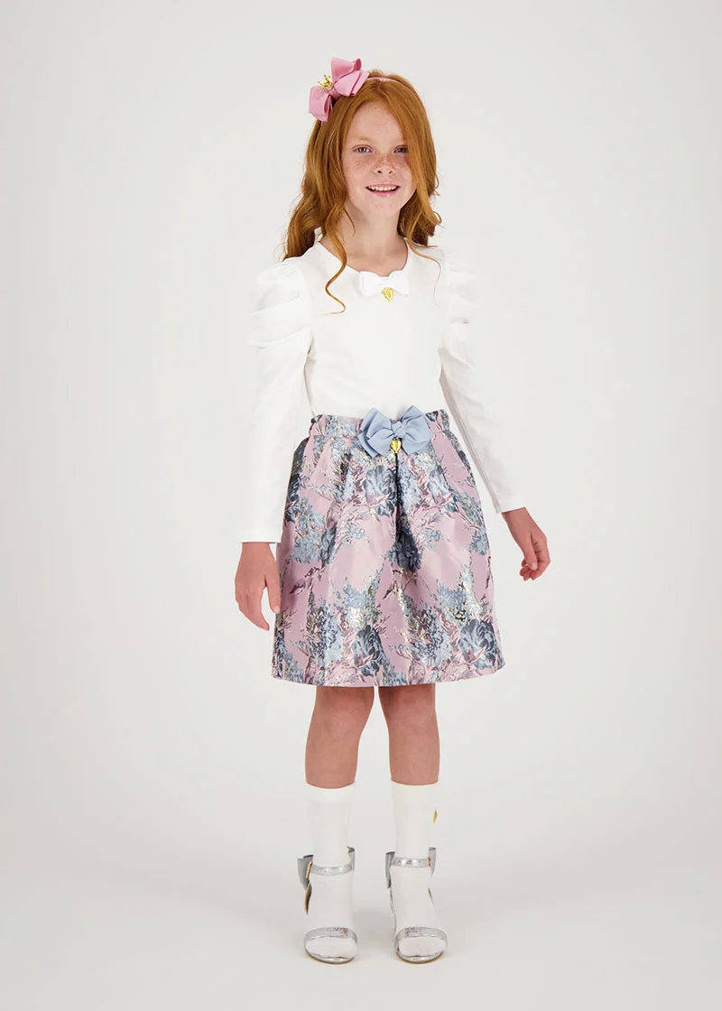 Sybil Jacquard Skirt Tea Rose - Image 3