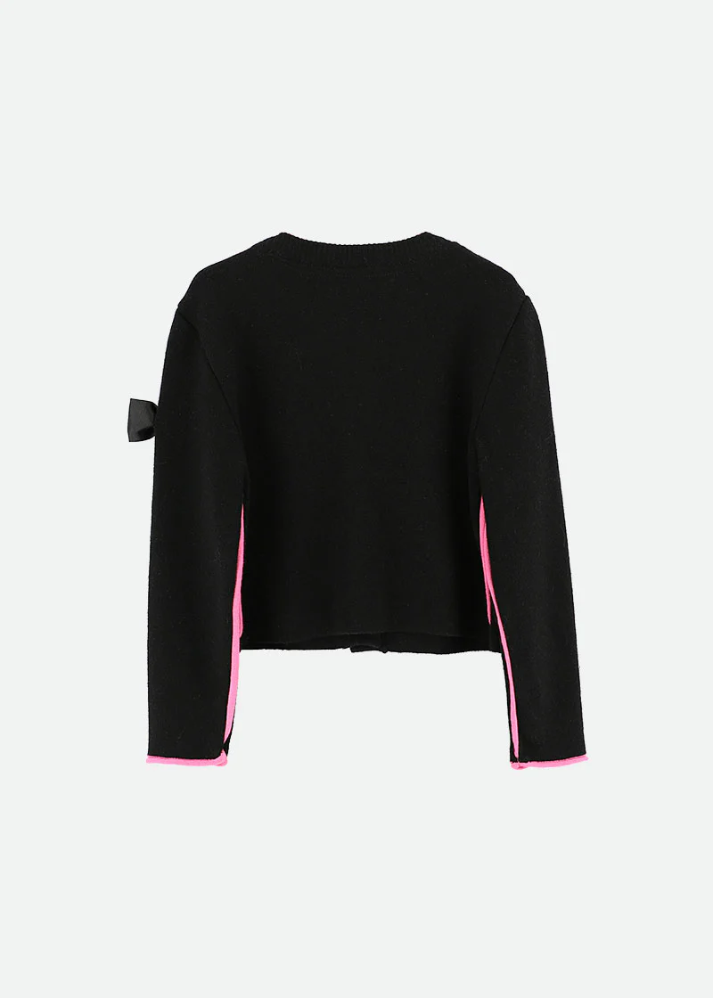 Whitney Knitted Jacket Black With Pink - Image 4