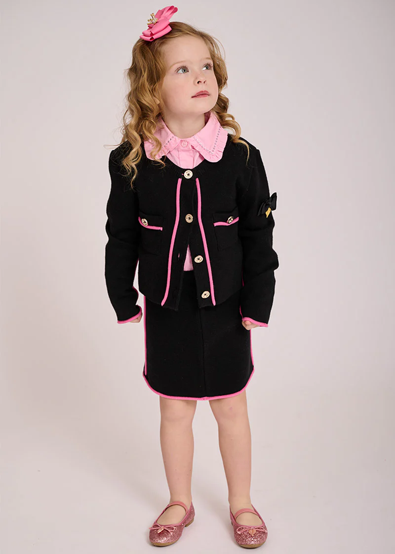 Whitney Knitted Skirt Black With Pink - Image 3